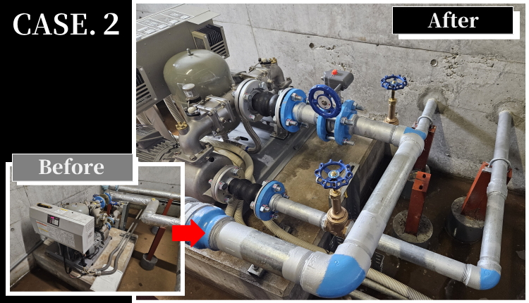 商業施設の給水ユニット交換の様子